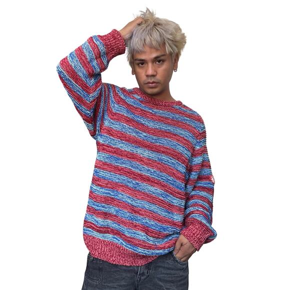 Japanese Cav Empt Chunky Knit Striped Sweater Size M - Picture 1 of 7